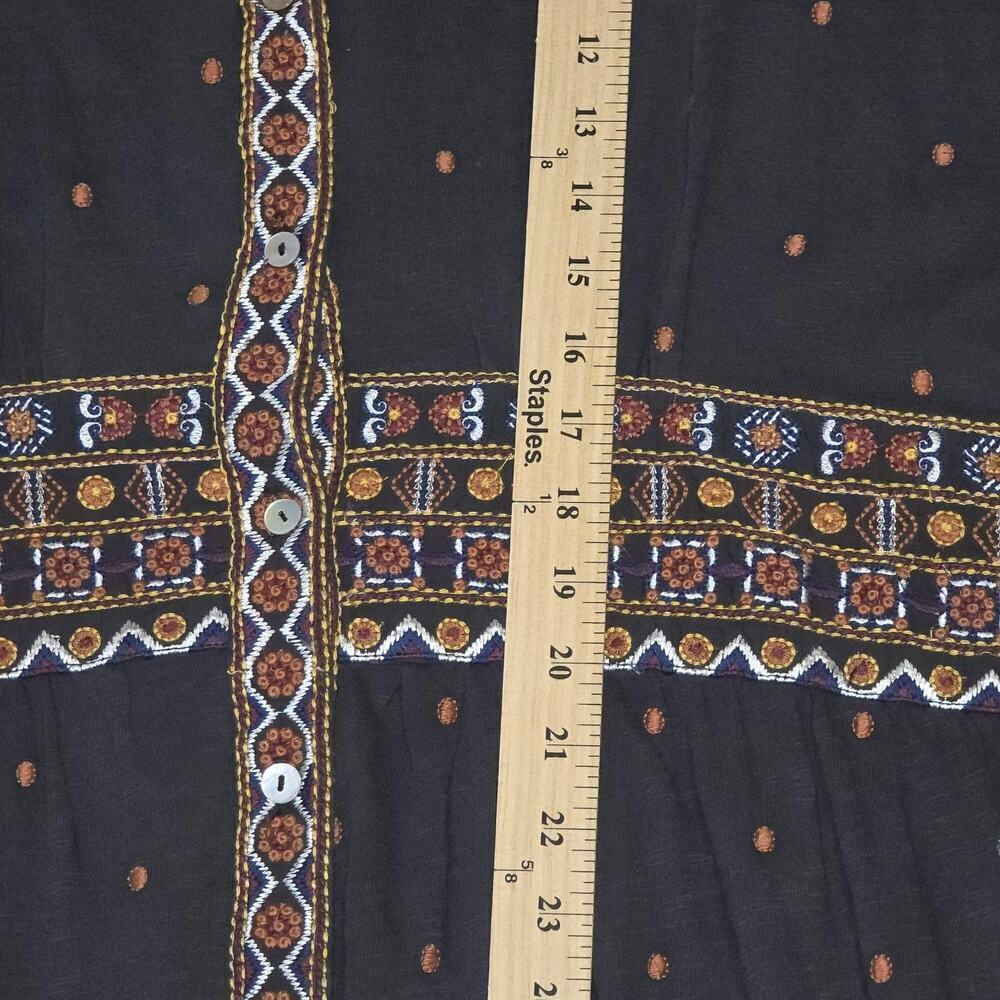 Canyon Retreat Boho Embroidered Midi Dress XL Black Orange Geometric Festival - Picture 14 of 16